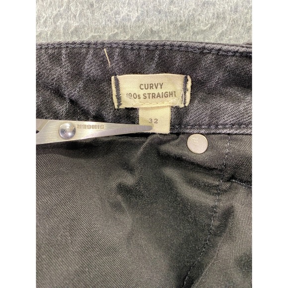 Madewell Jeans Womens 32 Black Curvy 90s Straight Leg Dark Wash Stretch Denim - Picture 8 of 13